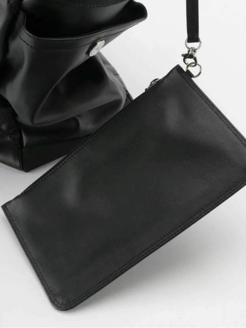 CHANEL Paris Biarritz Tote, Black Quilted Coated Canvas w Top Handles  Zip Pouch - Picture 3 of 7